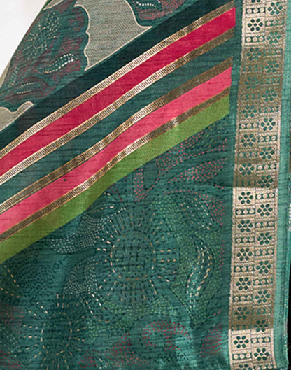 Green Silk Printed Saree