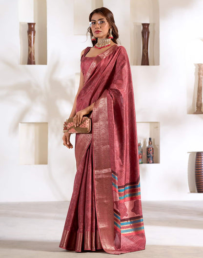 Pink Silk Printed Saree