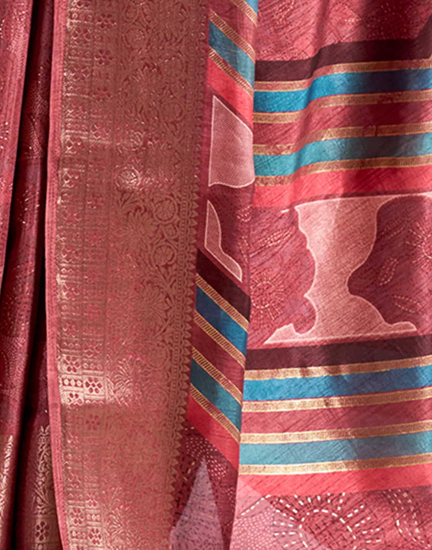 Pink Silk Printed Saree