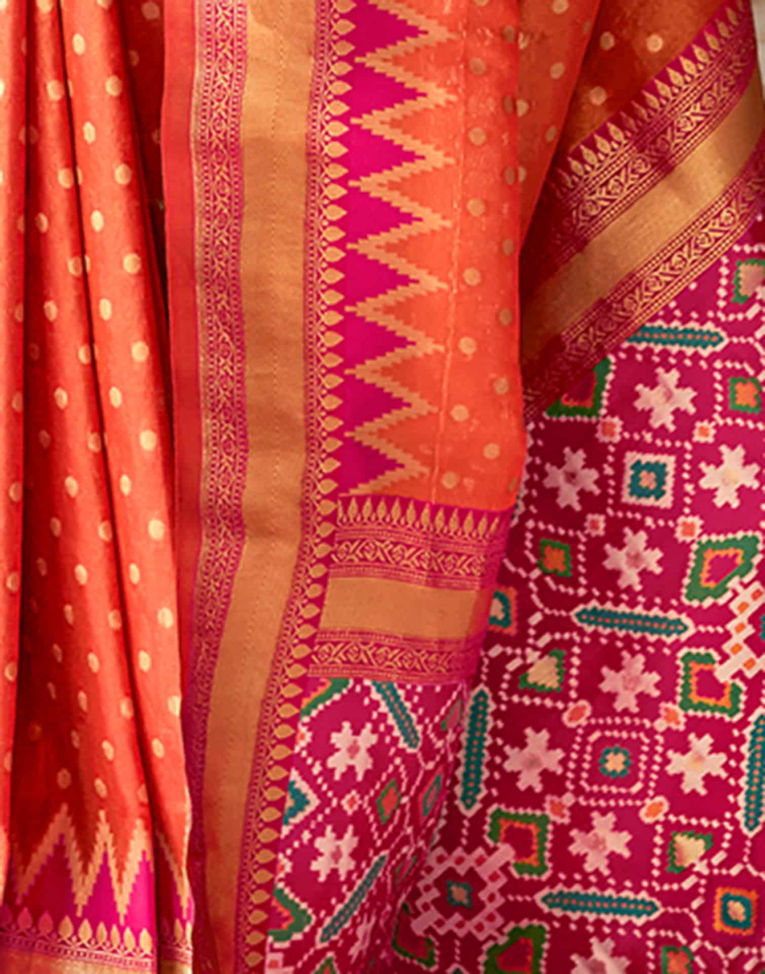 Orange Silk Woven Saree