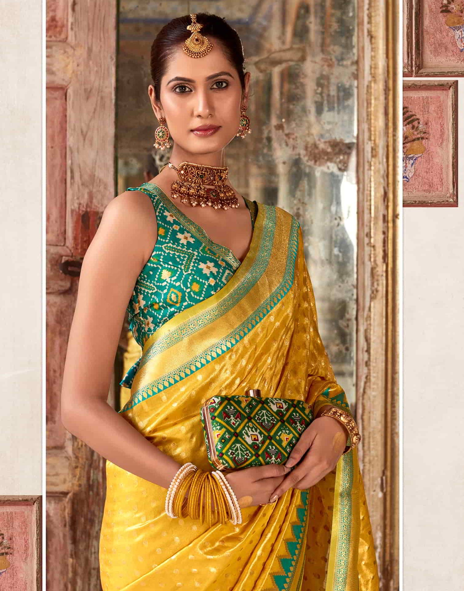 Yellow Silk Woven Saree