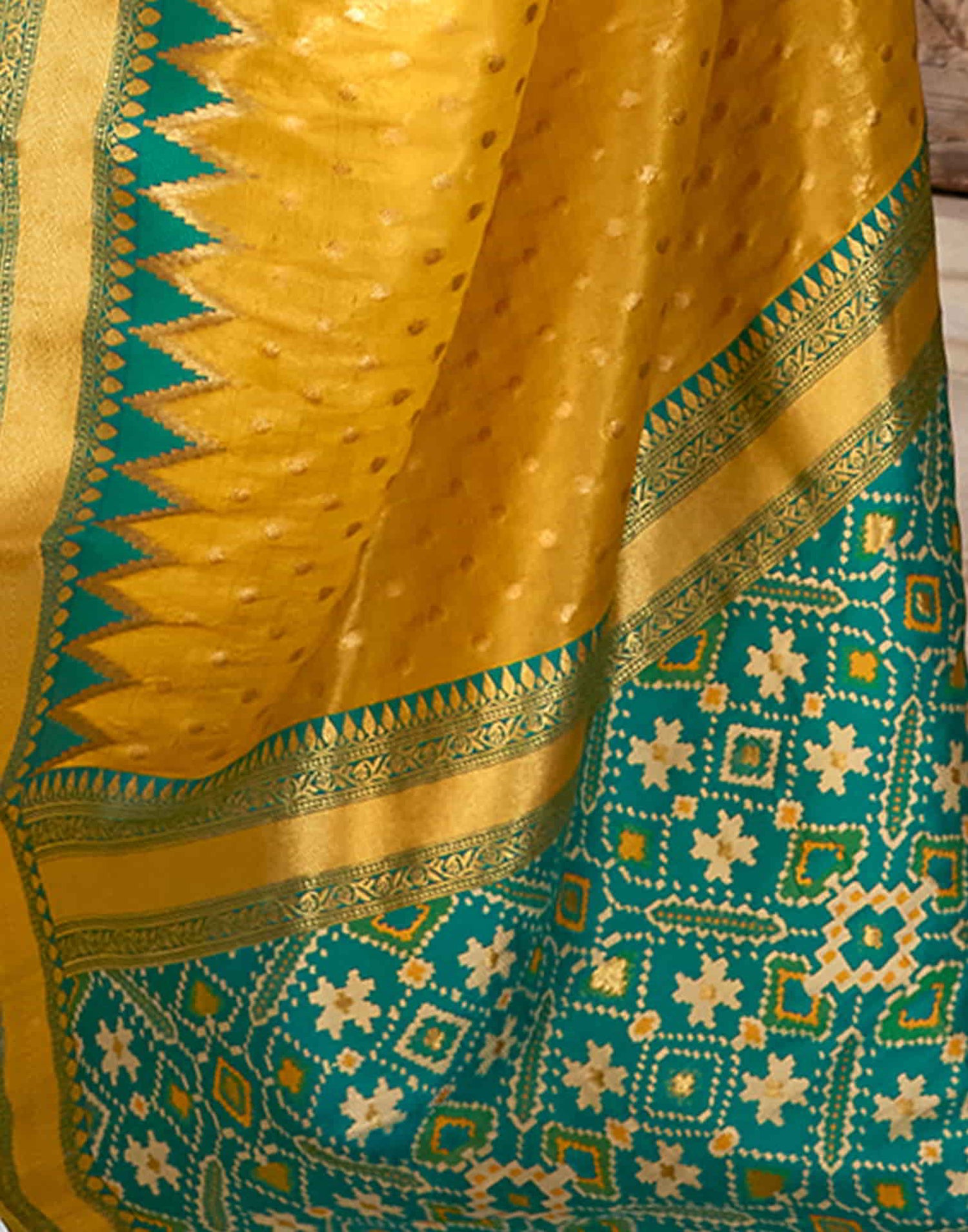 Yellow Silk Woven Saree