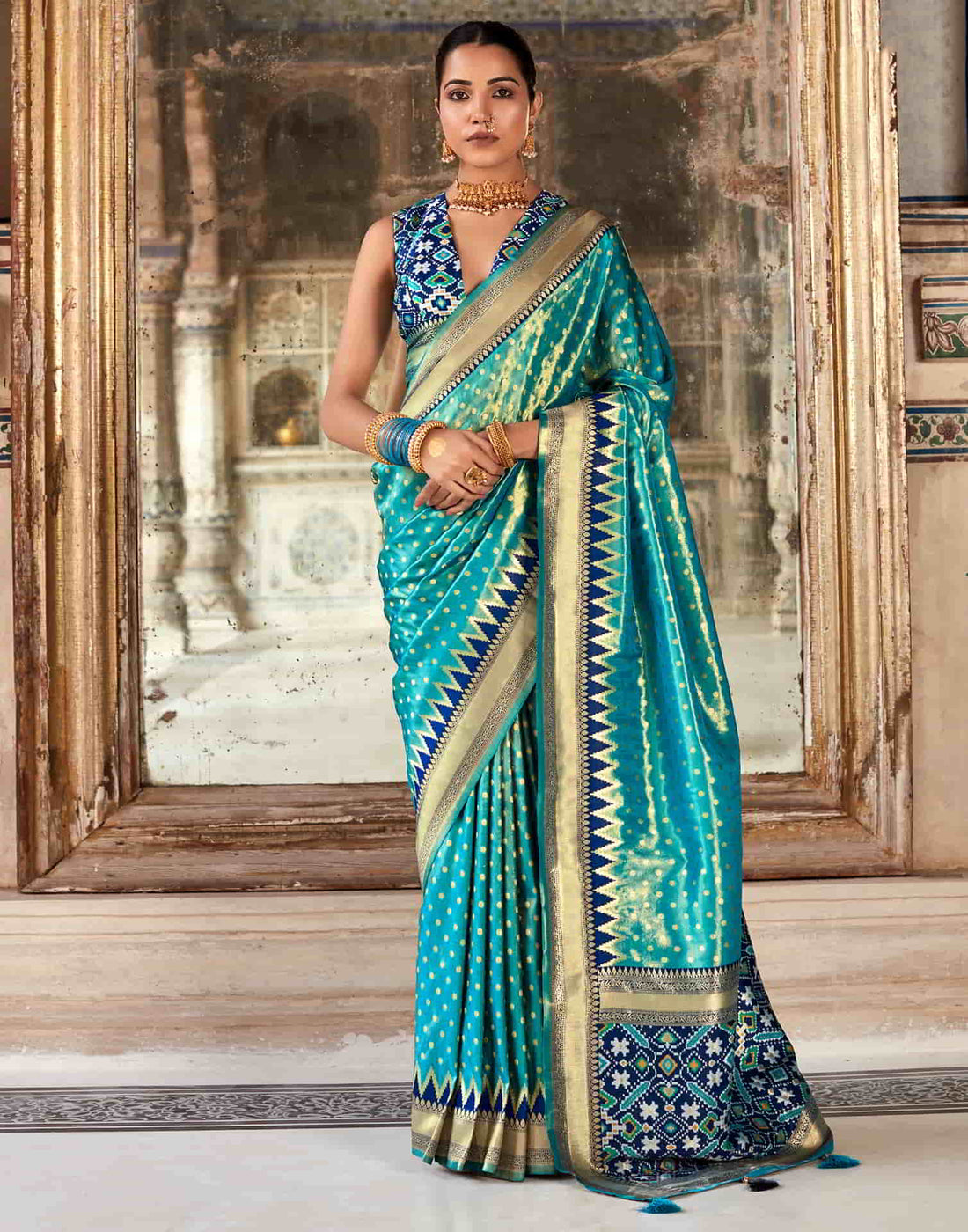 Blue Silk Woven Saree