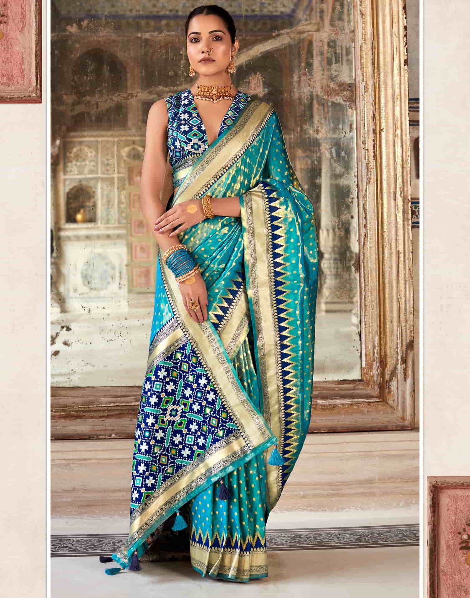 Blue Silk Woven Saree