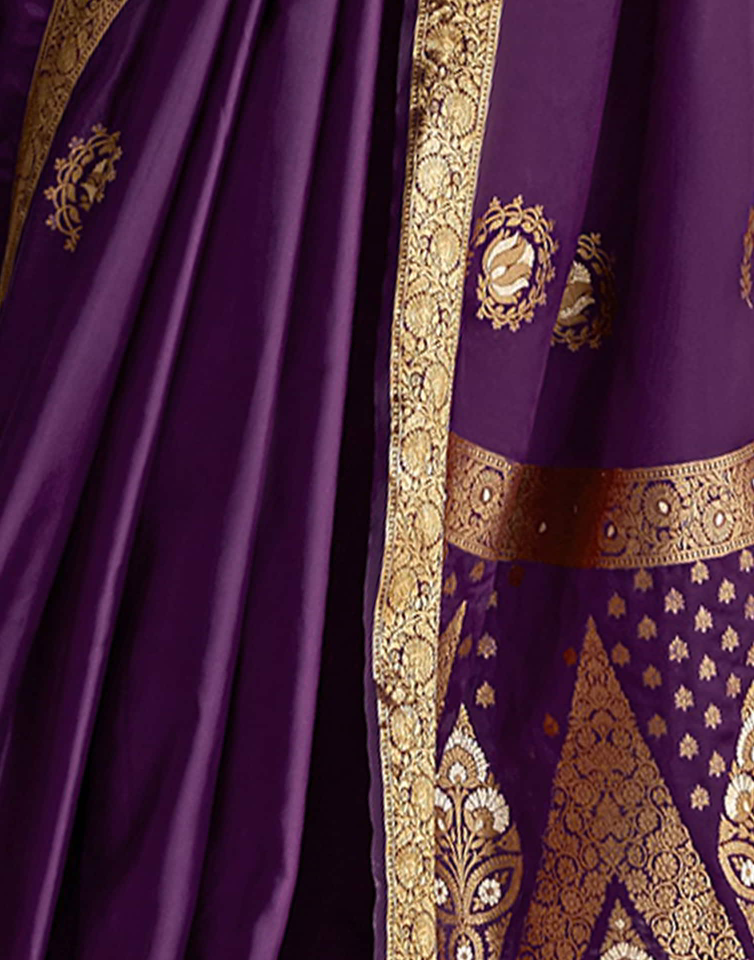 Purple Silk Plain Saree