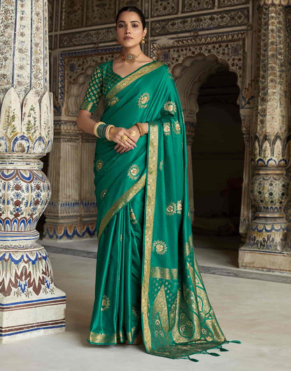 Green Silk Plain Saree