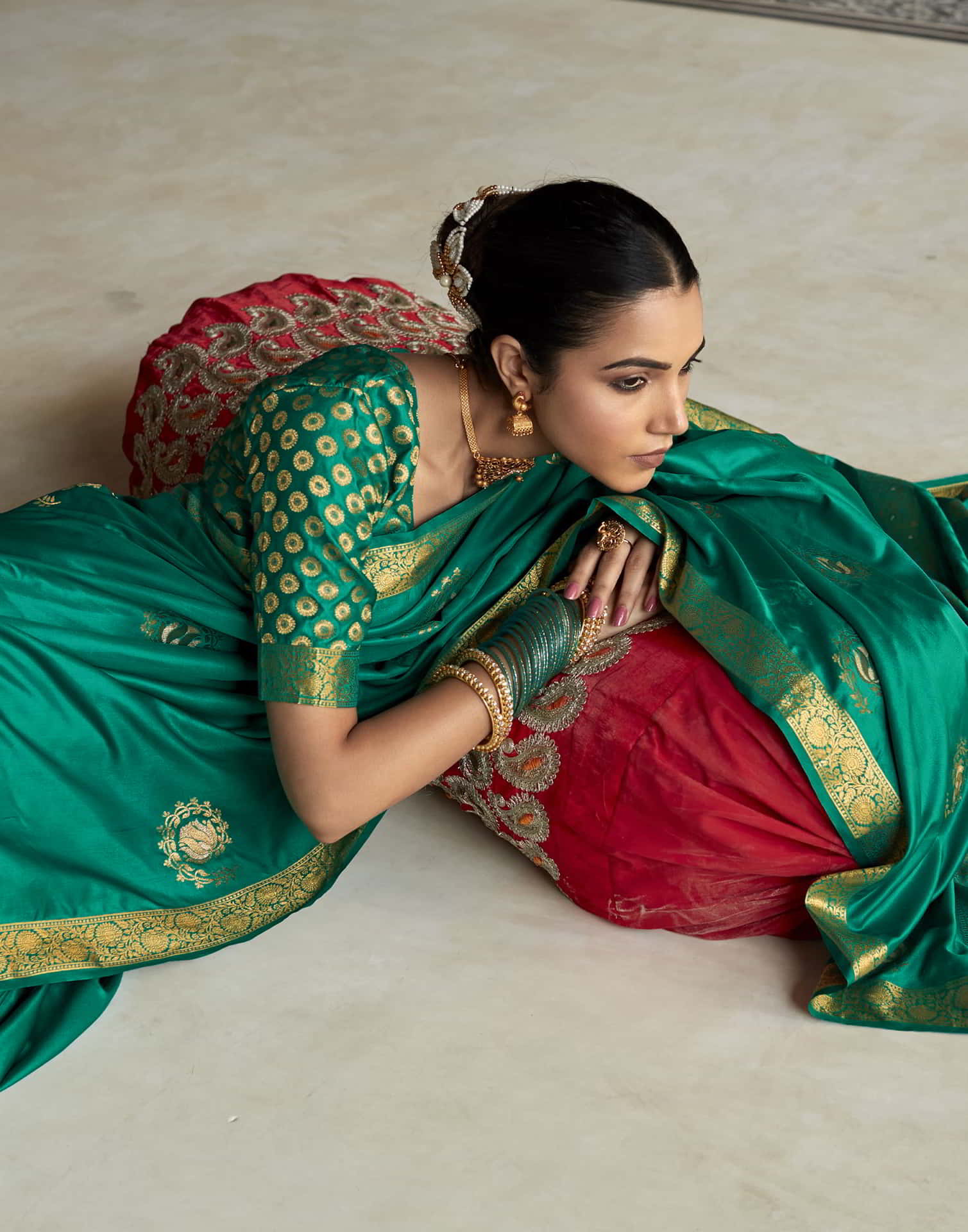 Green Silk Plain Saree