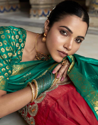 Green Silk Plain Saree