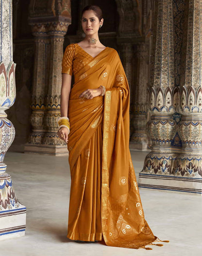 Yellow Silk Plain Saree