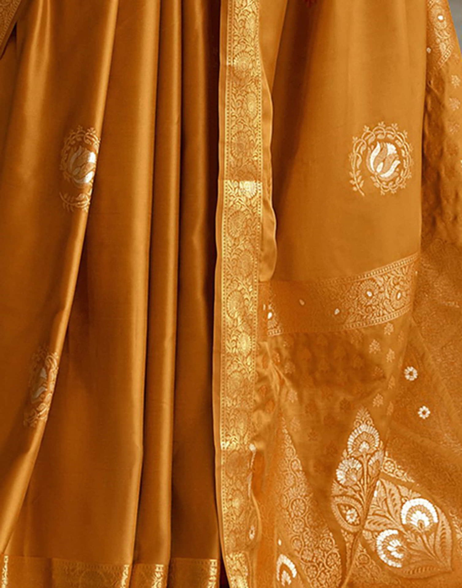 Yellow Silk Plain Saree