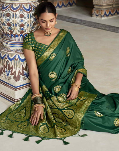 Green Silk Plain Saree