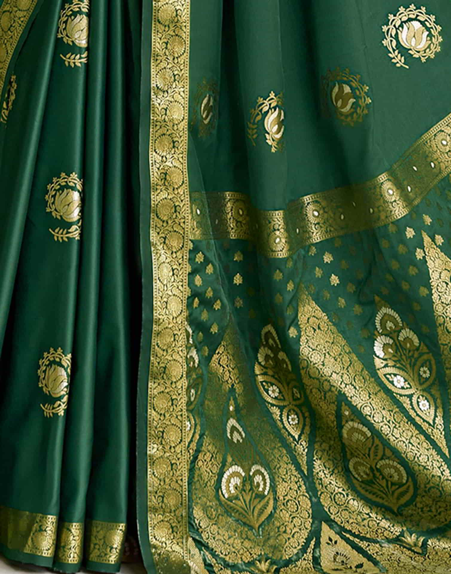 Green Silk Plain Saree