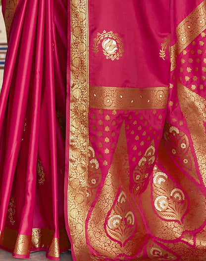 Pink Silk Plain Saree