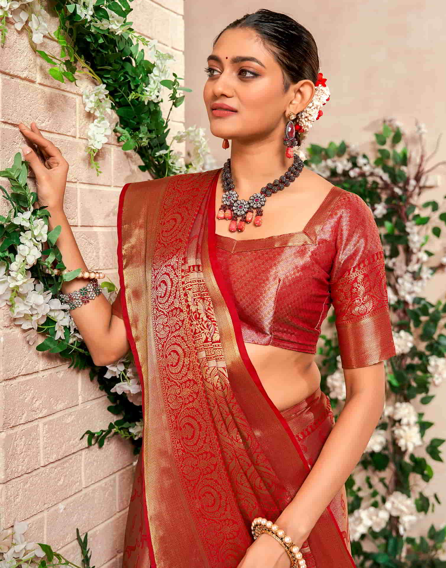 Red Silk Woven Saree