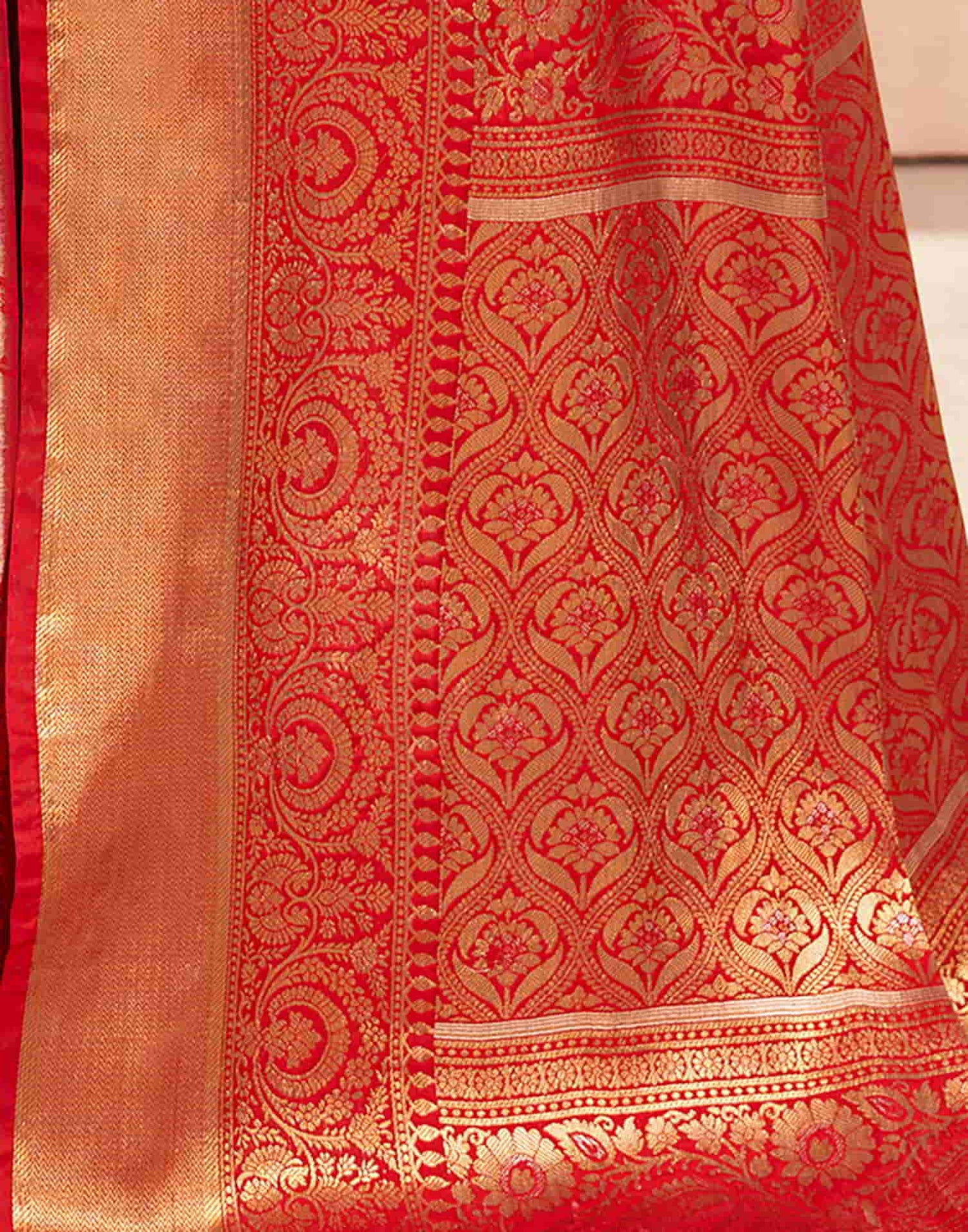 Red Silk Woven Saree