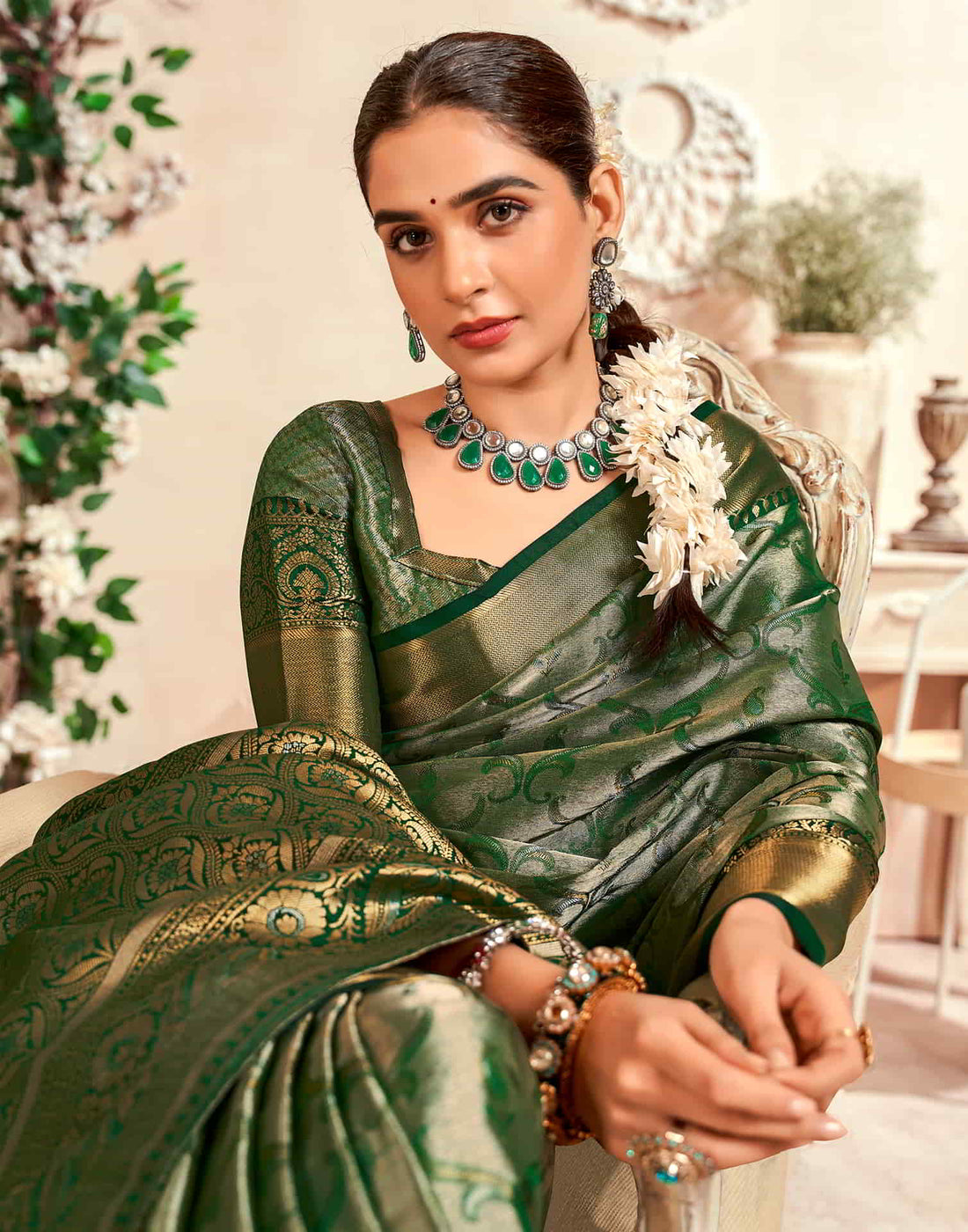 Green Silk Woven Saree