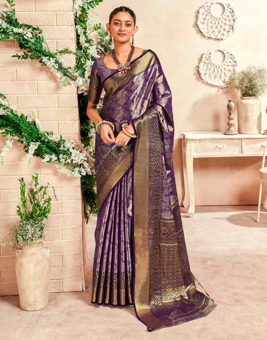 Purple Silk Woven Saree