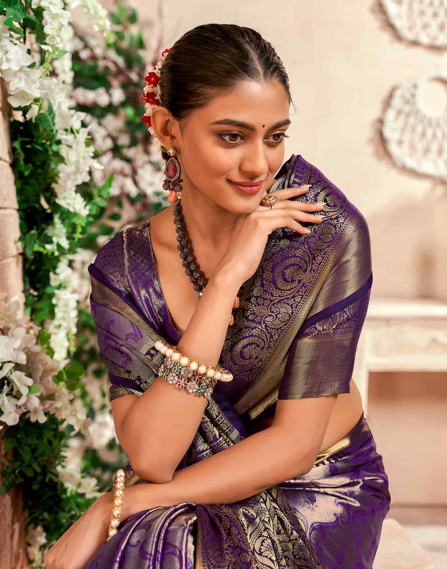 Purple Silk Woven Saree