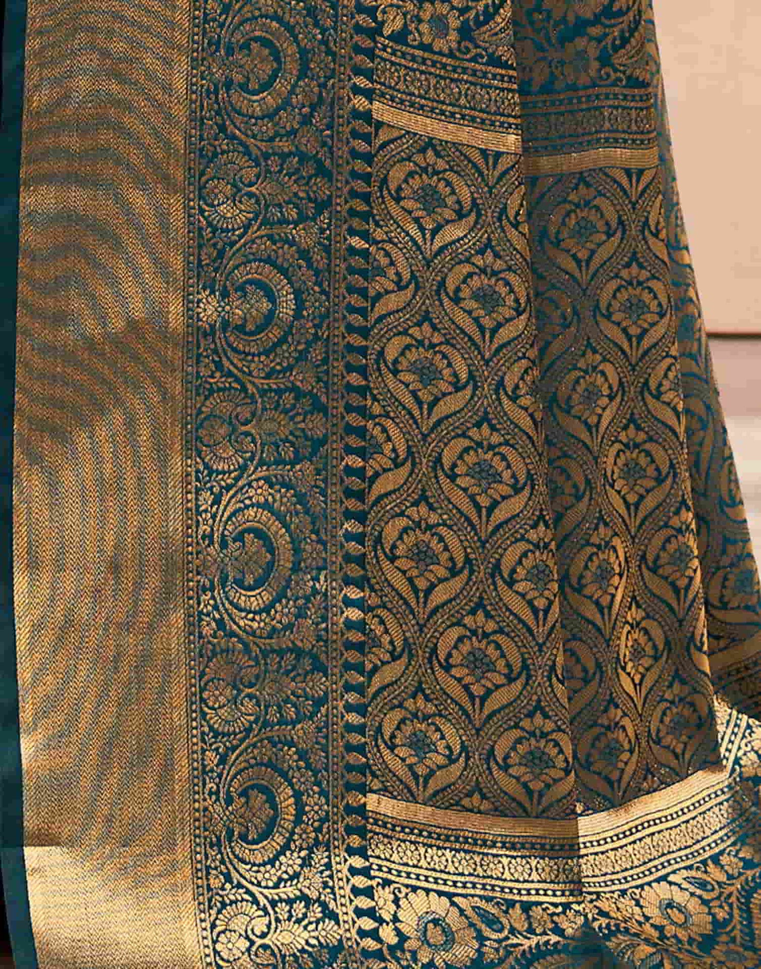 Teal Silk Woven Saree