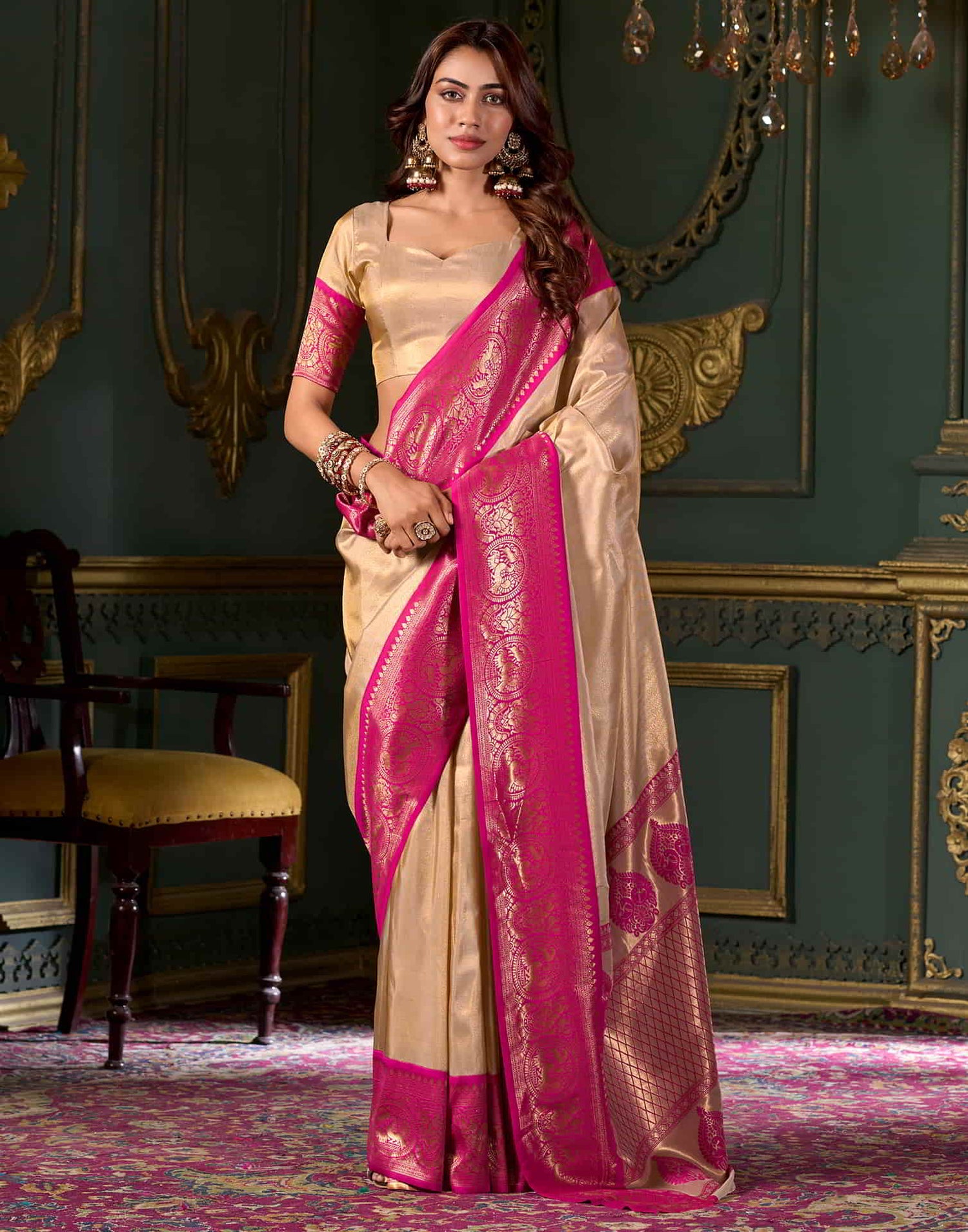 Golden Silk Woven Saree