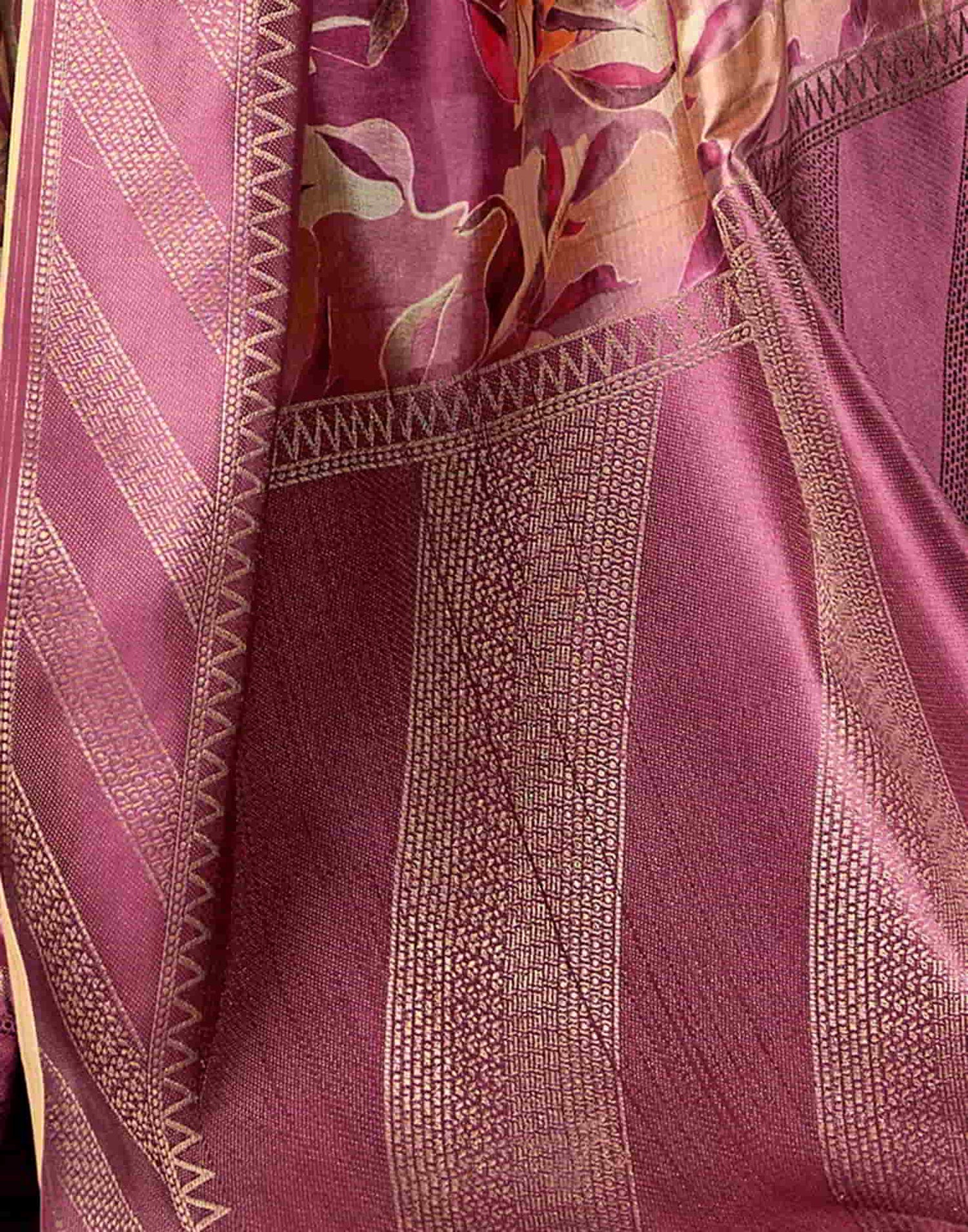 Pink Silk Printed Saree