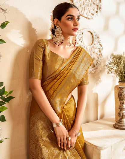 Yellow Silk Plain Saree