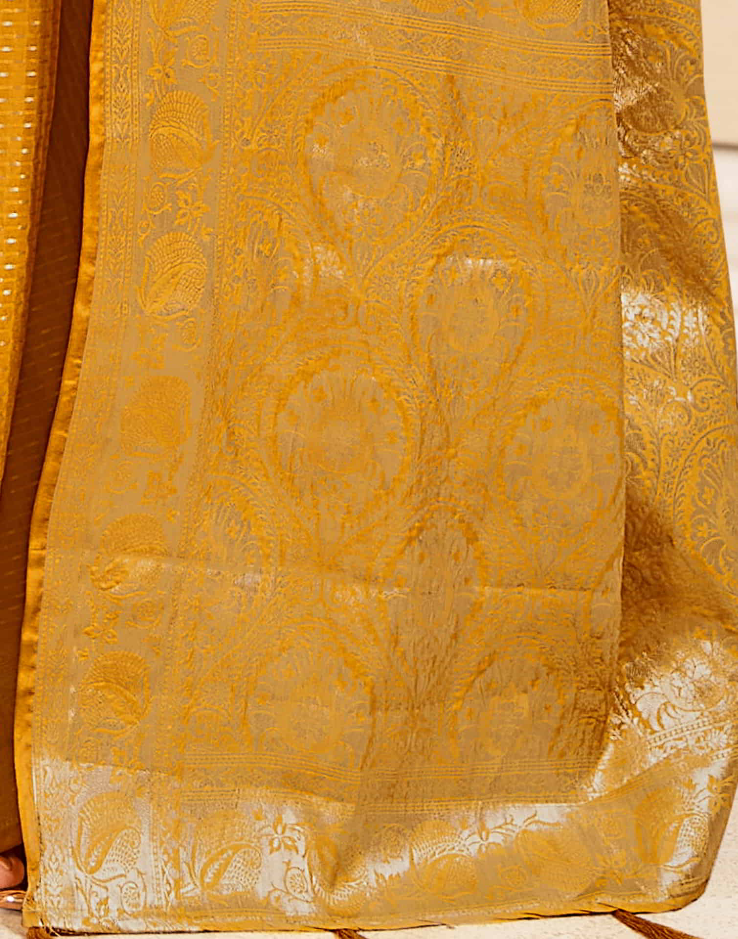 Yellow Silk Plain Saree