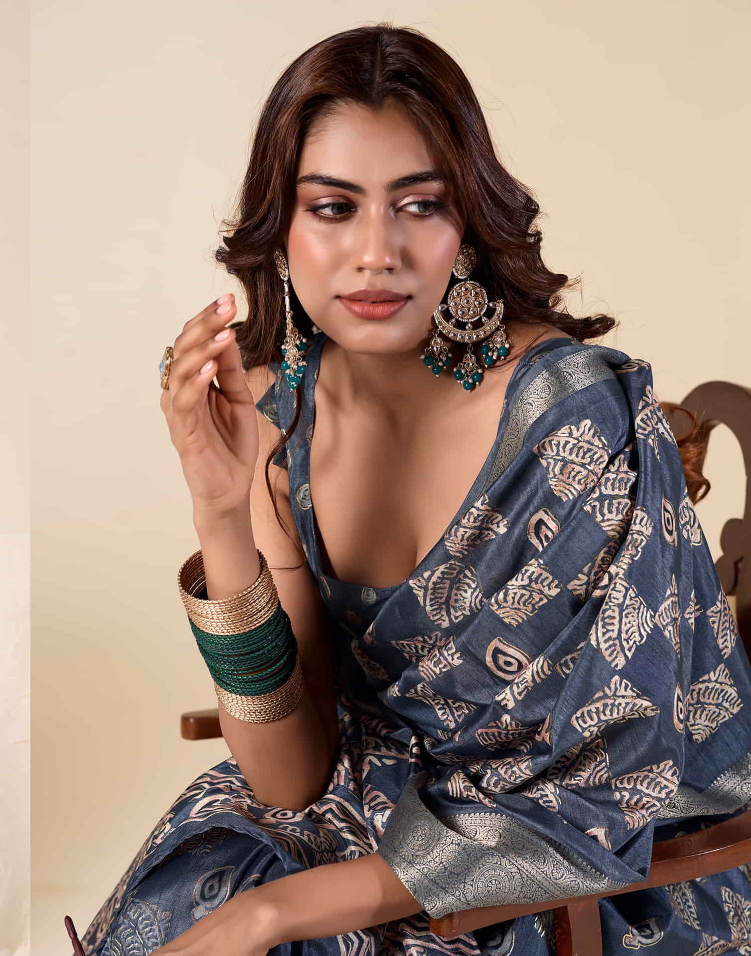 Blue Silk Printed Saree