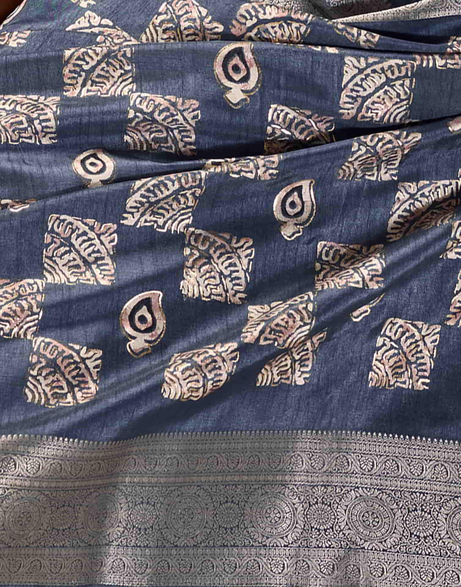 Blue Silk Printed Saree