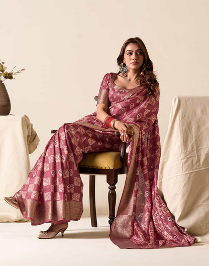 Maroon Silk Printed Saree