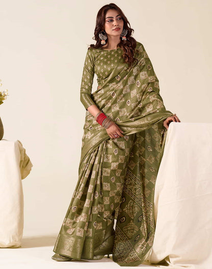 Green Silk Printed Saree