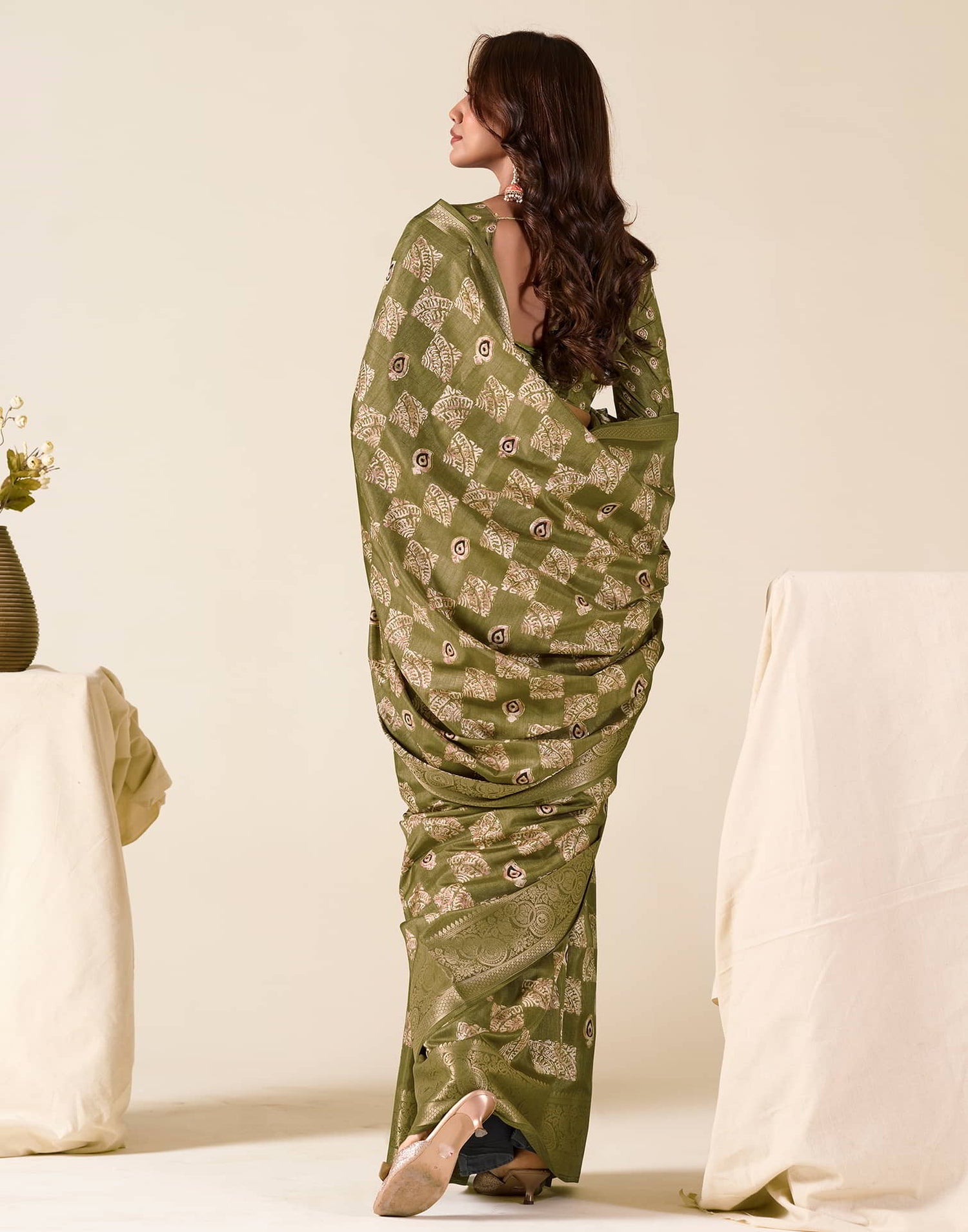 Green Silk Printed Saree