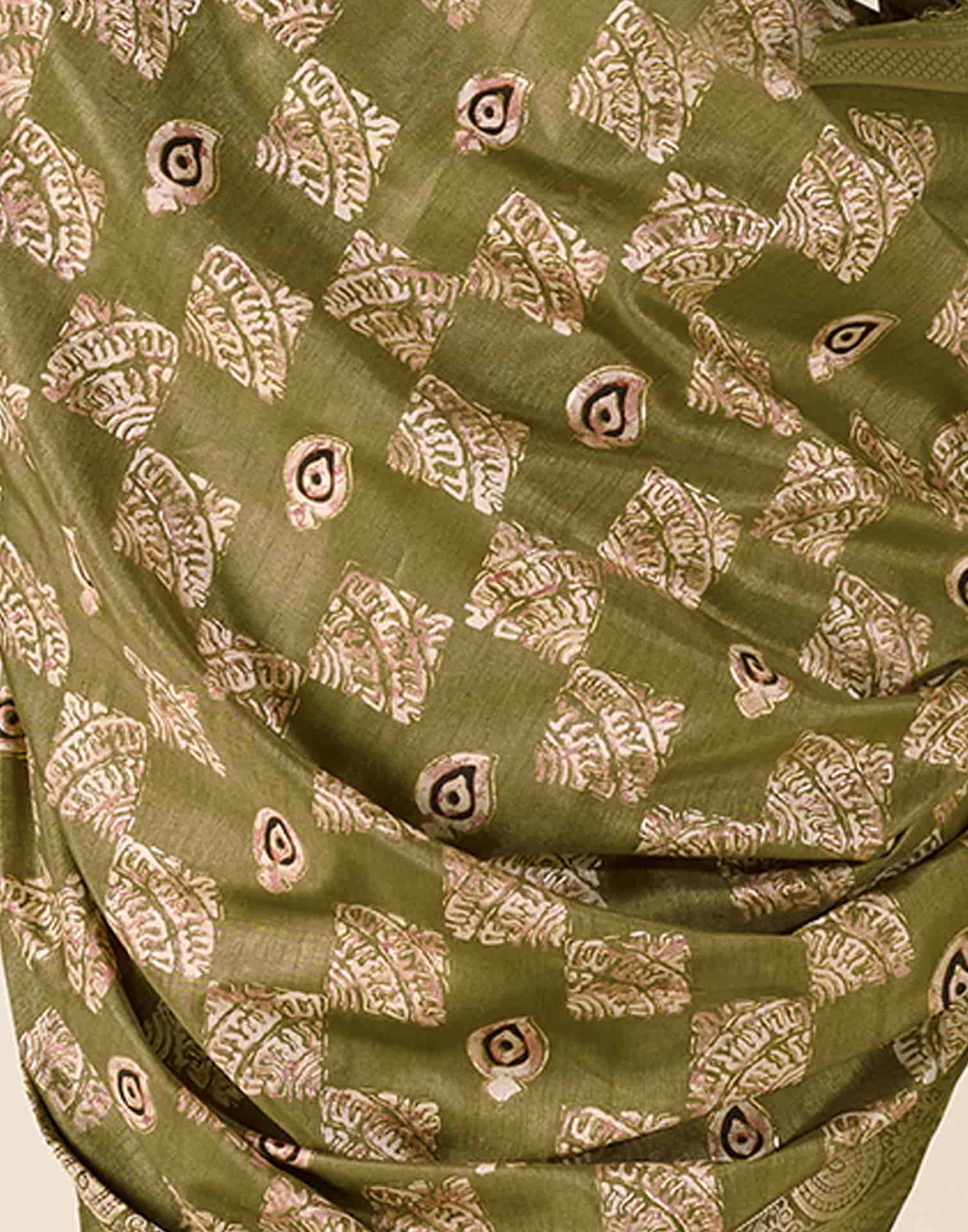 Green Silk Printed Saree