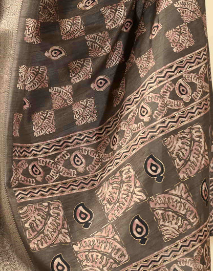 Brown Silk Printed Saree