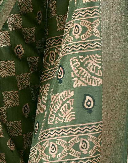 Green Silk Printed Saree