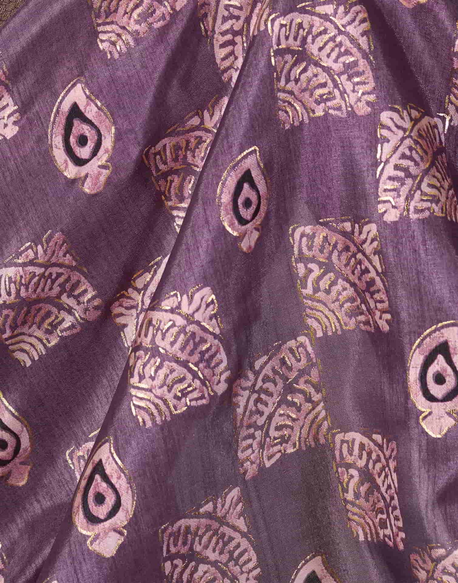 Purple Silk Printed Saree