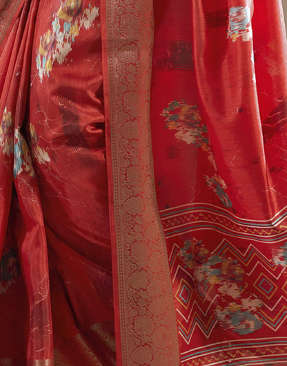 Red Silk Printed Saree