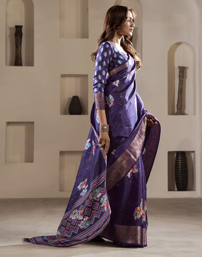 Violet Silk Printed Saree