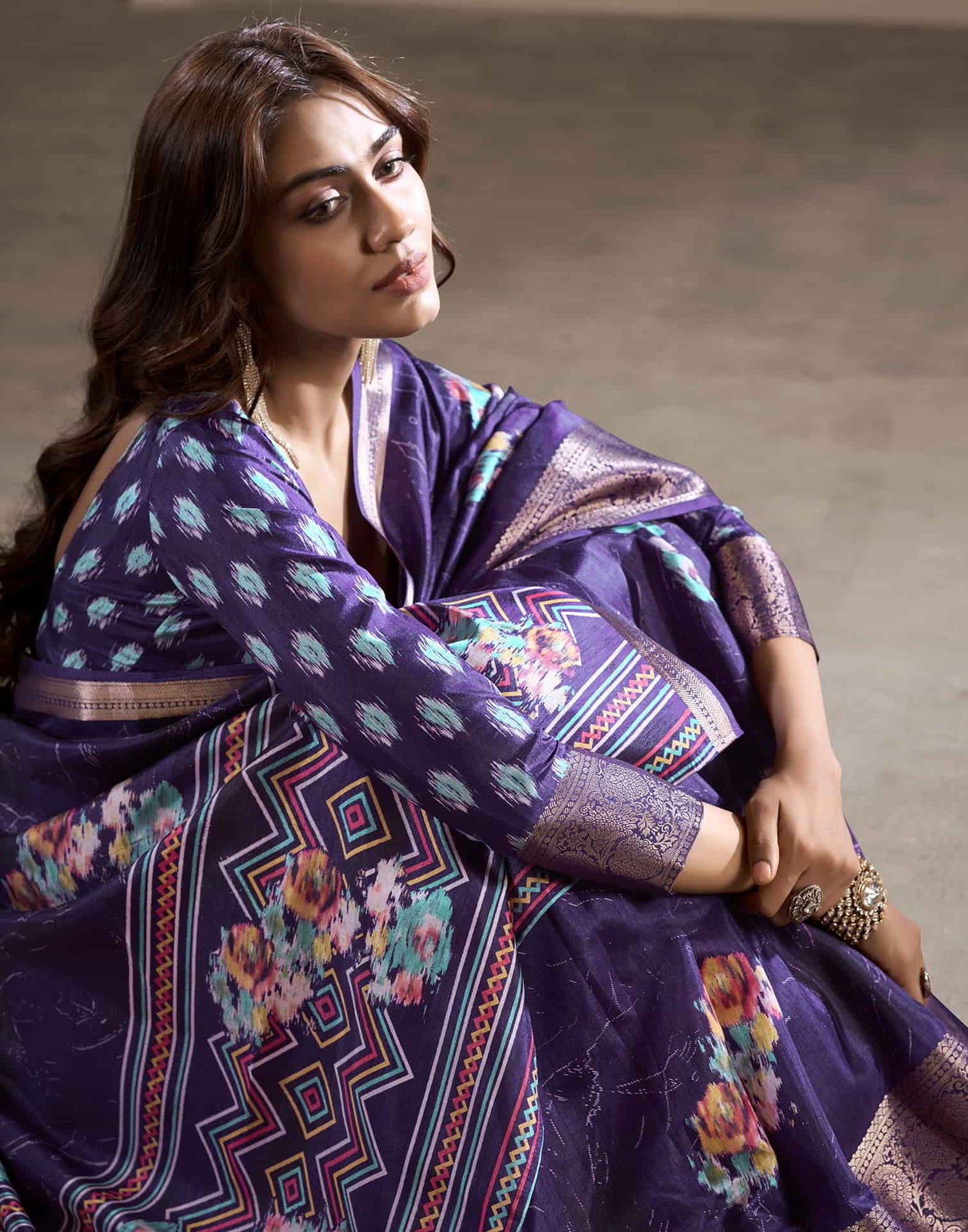 Violet Silk Printed Saree