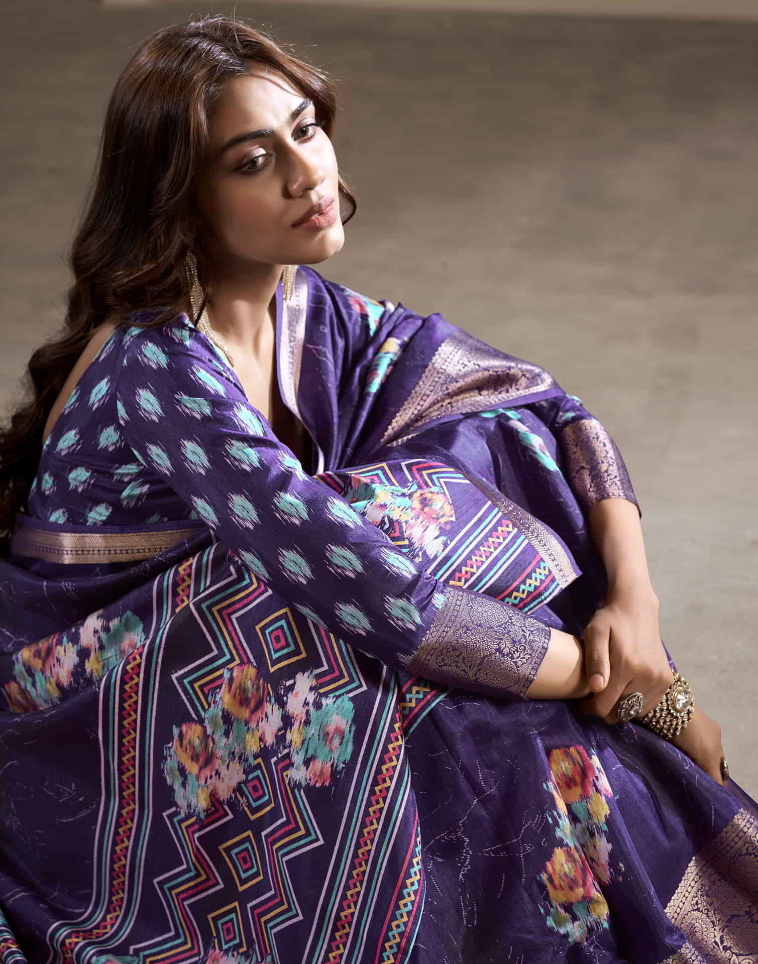 Violet Silk Printed Saree