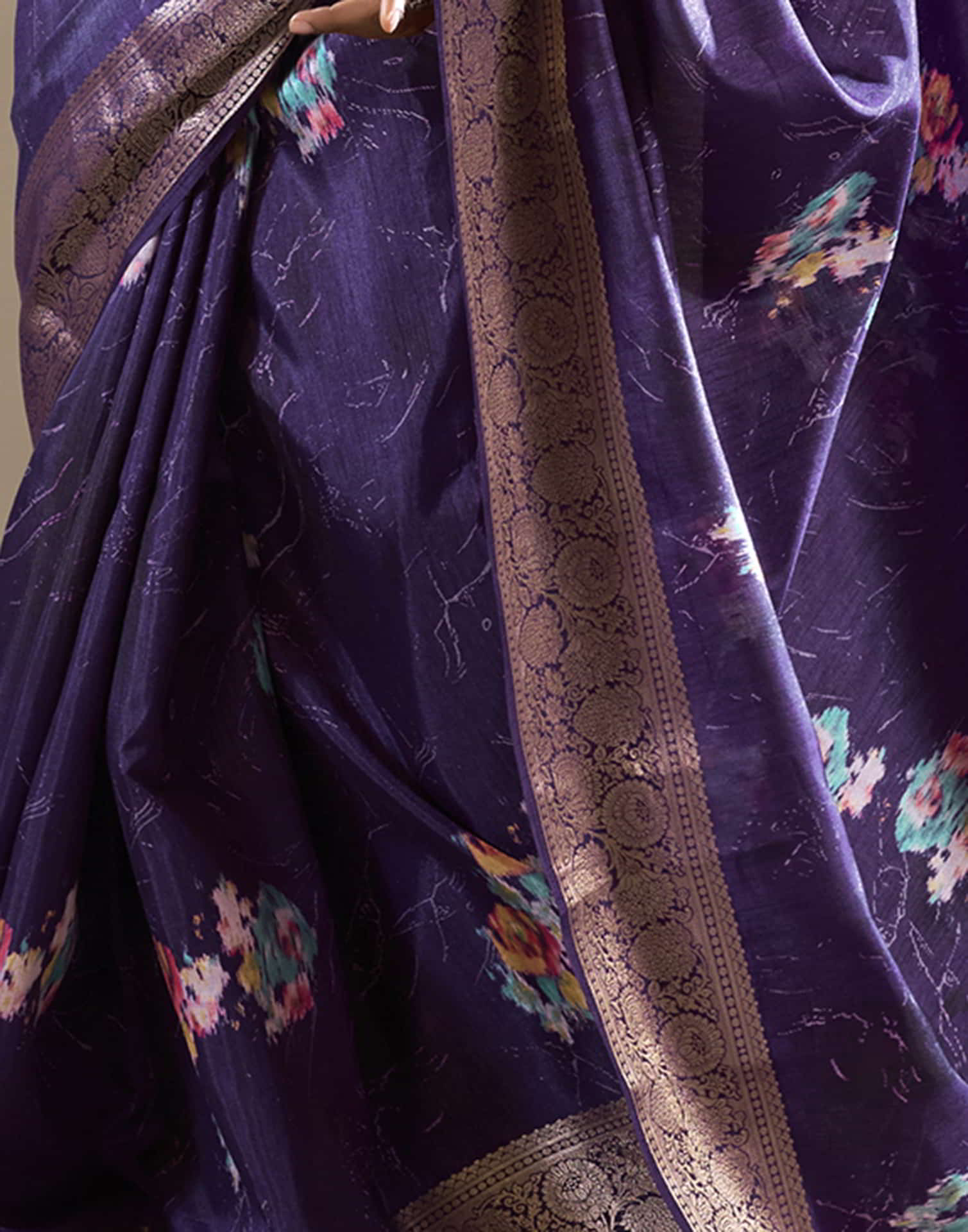 Violet Silk Printed Saree