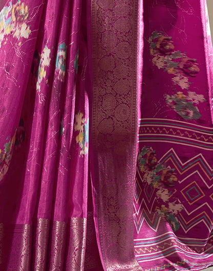 Pink Silk Printed Saree