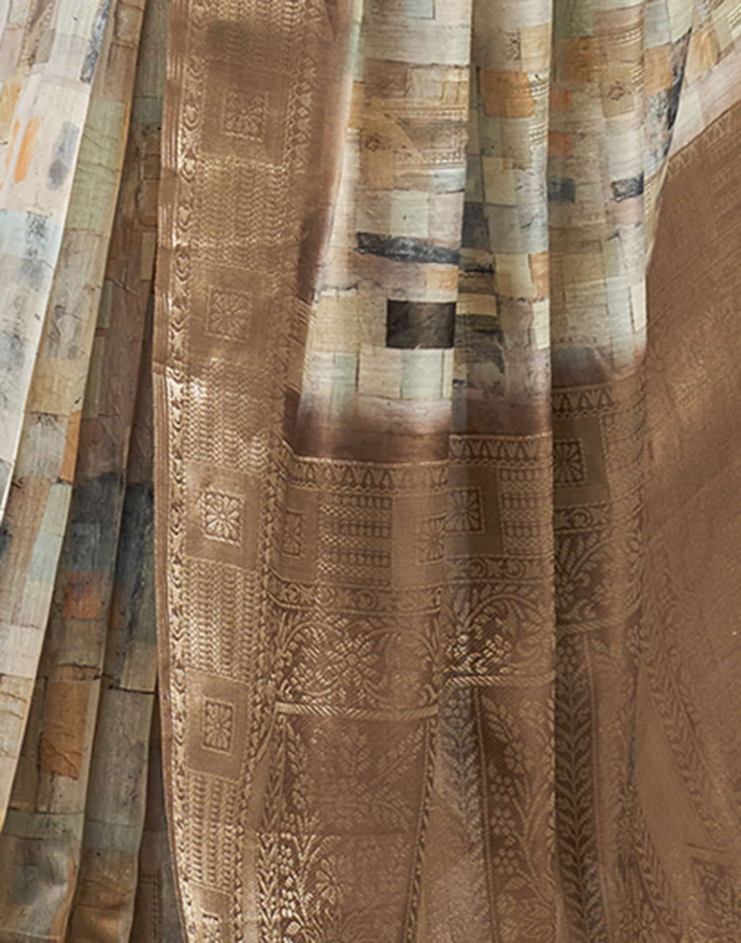 Cream Cotton Printed Saree