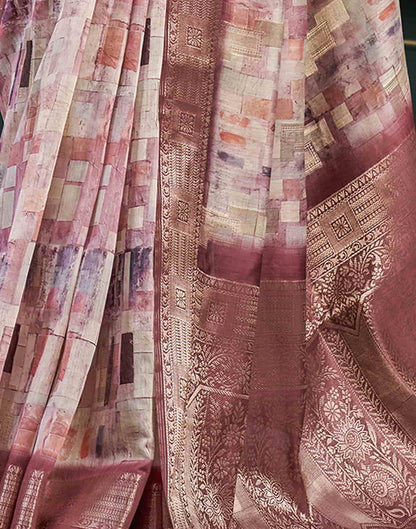 Cream Cotton Printed Saree