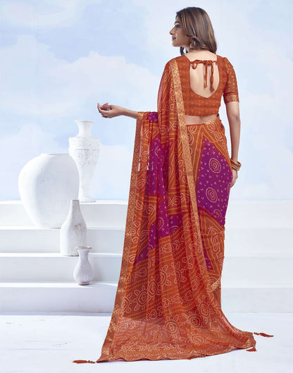 Orange Bandhani Chiffon Saree