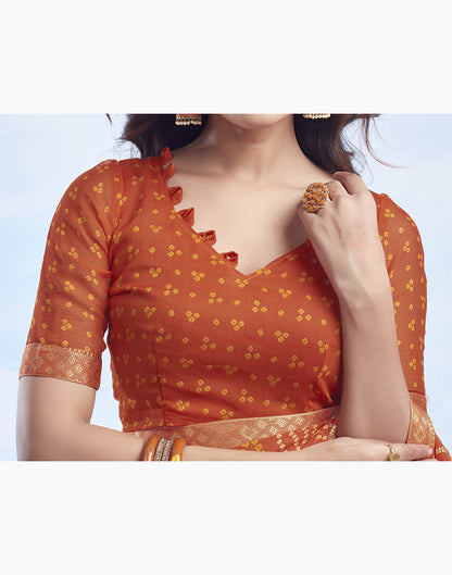 Orange Bandhani Chiffon Saree