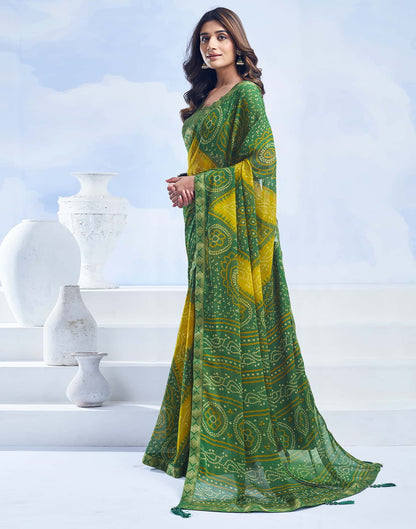 Green Bandhani Chiffon Saree