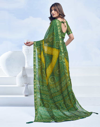 Green Bandhani Chiffon Saree