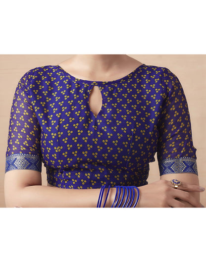 Blue Bandhani Chiffon Saree