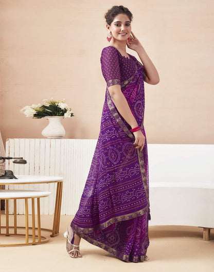 Purple Bandhani Chiffon Saree